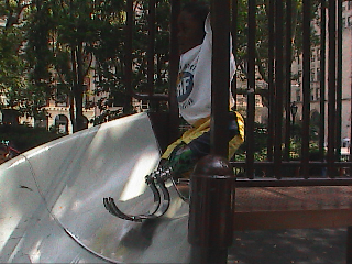 harvey playing on slide